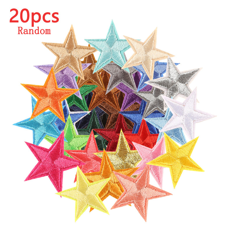 20 ชิ้น Five-Pointed Star แพทช์จํานวนมากสําหรับเสื้อผ้าเหล็กสุ่มจํานวนมากกาวความร้อนเย็บปักถักร้อยเย็บ Designer Parches Para Ropa