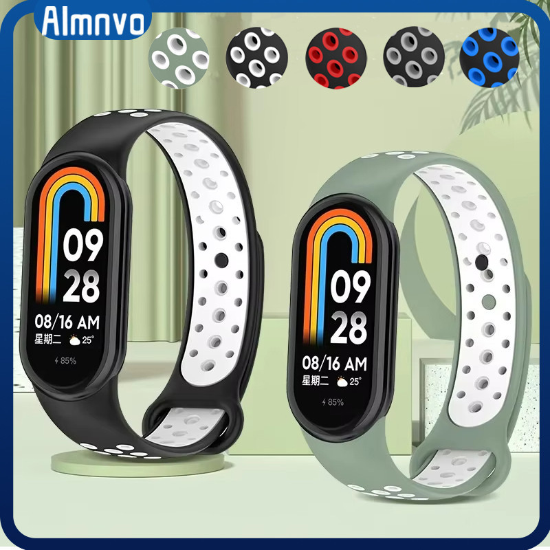 สายยางนุ่มแบบสปอร์ต for Xiaomi Mi Band 10 9 8 อุปกรณ์สายรัดซิลิโคนระบายอากาศ for Smartwatch Xiaomi M