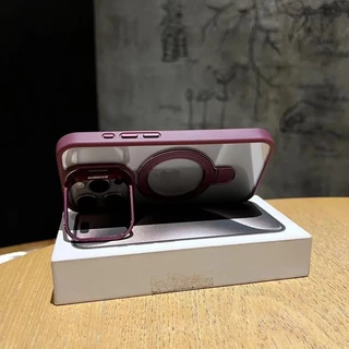 หรูหราโปร่งใสขาตั้งเคสโทรศัพท์สําหรับ ไอโฟน 11 12 13 14 15 16 มือโปร สูงสุด บวก แม่เหล็กกันกระแทกฝาครอบกันชน