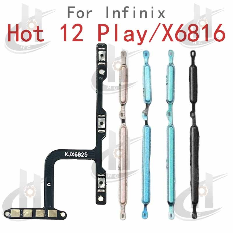 สําหรับ Infinix Hot 12 Play NFC / 12play X6816 X6816C X6816D ระดับเสียงด้านข้างปุ่ม Flex Cable Keys 