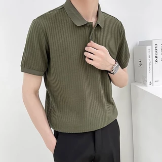 ACHSAWAKE เสื้อโปโลแฟชั่นของผู้ชายคนนี้ หลวมง่ายอินเทรนด์ และสบาย ๆ