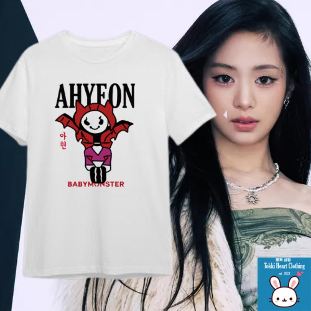 เสื้อยืด BabyMonster Ruka Pharita Asa Ahyeon Rami Rora และ Chiquita Merch Tee Monster T เสื้อ  Cotto