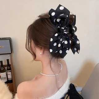 2025 คลิปโบว์ใหญ่ลายจุดฝรั่งเศสหญิง