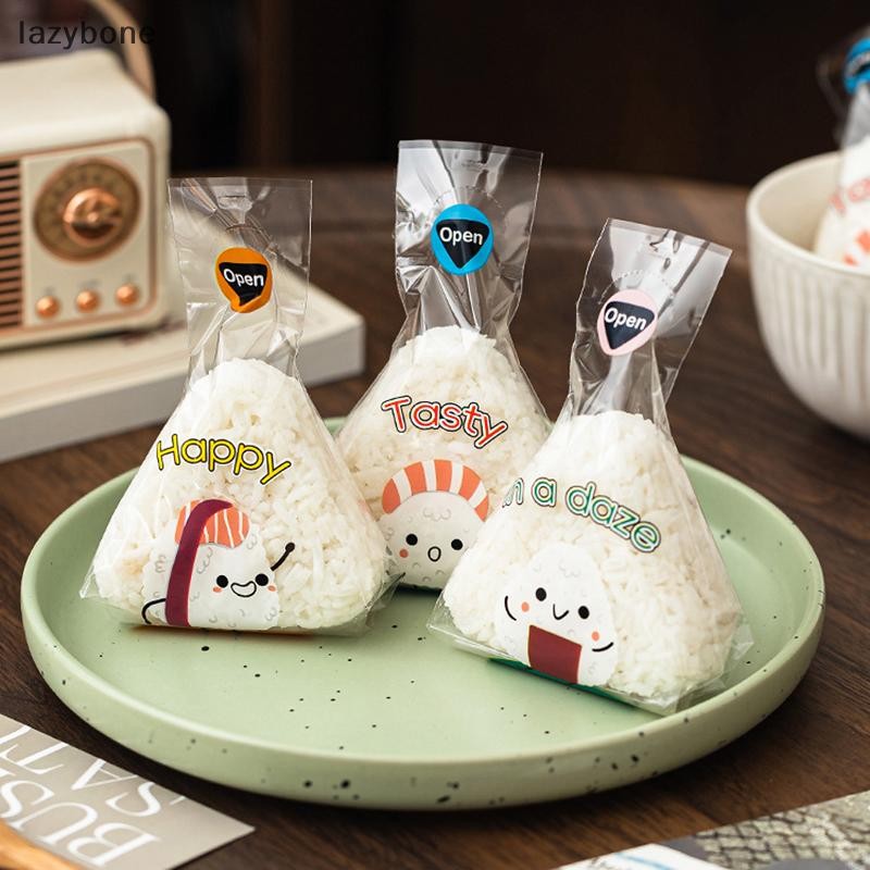{LZ} 50/100 ชิ้นน่ารักการ์ตูนสามเหลี่ยมข้าวบรรจุถุงสาหร่ายทะเล Onigiri ซูชิ Bento ทําแม่พิมพ์ Bento อุปกรณ์เสริมถุงซูชิ {lzybone}