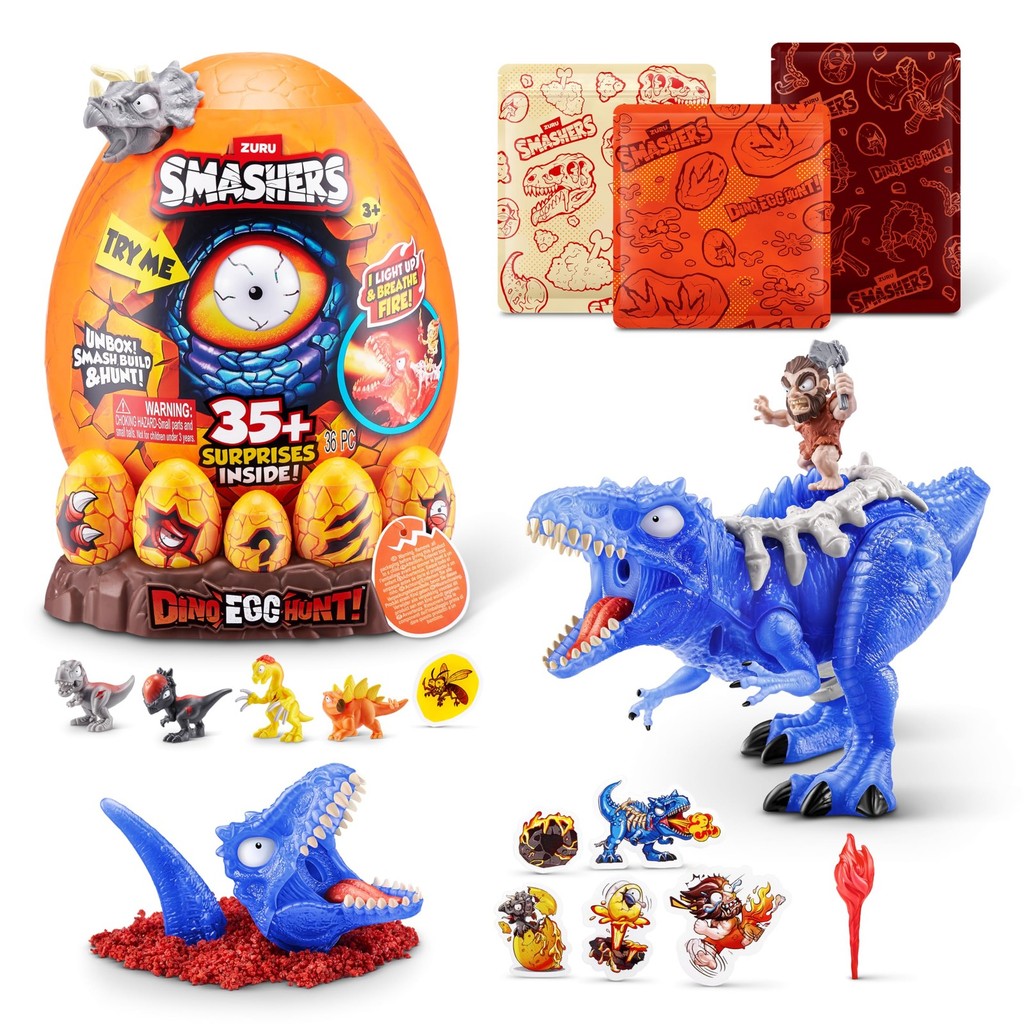 ZURU Smashers Dino Egg Hunt Giganosaurus Light-Up Fire Breathing Dinosaur Treasure Toy