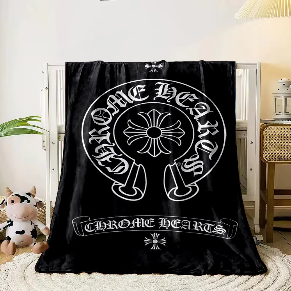 ผ้าห่มนุ่มสบาย Chrome Hearts พิมพ์ของขวัญ Warm Fluffy Plush Flannel ขนแกะผ้าห่มของขวัญ