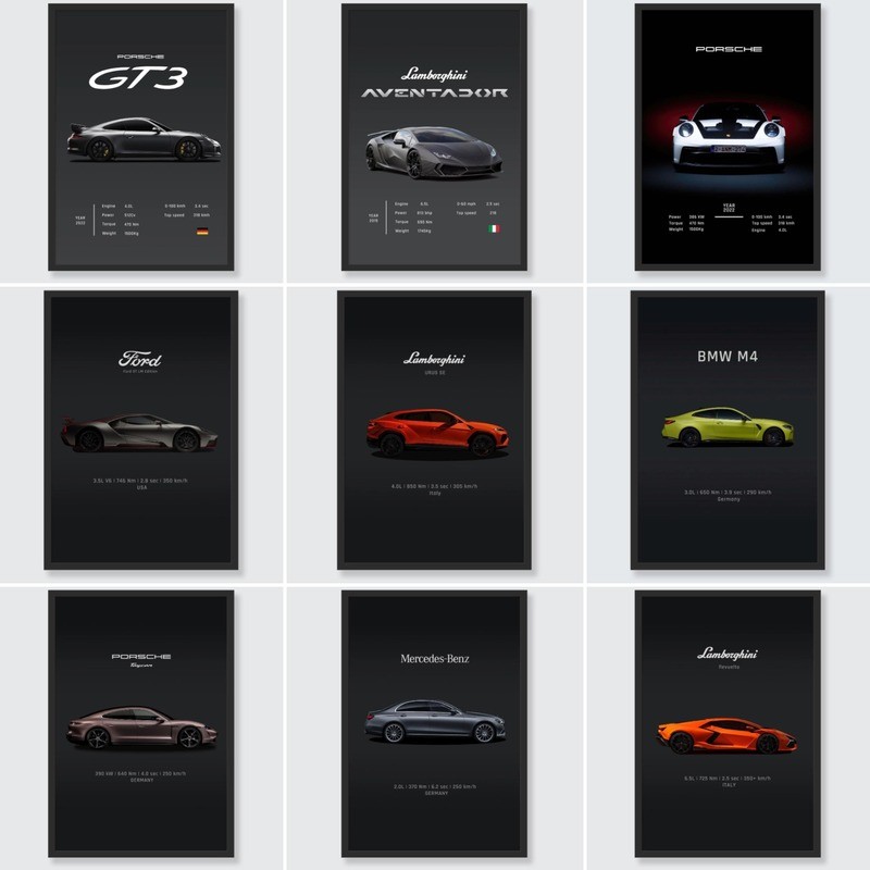 Porsche 911 GT3 RS โปสเตอร์ดิจิตอลดาวน์โหลด Hyper รถผ้าใบโปสเตอร์ Super Car พิมพ์ศิลปะโปสเตอร์ตกแต่งบ้าน Wall Decor