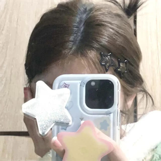เครื่องประดับผมผู้หญิงเกาหลี-แฟชั่นY2kสีดําสีเทาStarคลิปผม-น้ํามันDrop Metal Barrettes-น่ารักHeadwear-สําหรับสาว