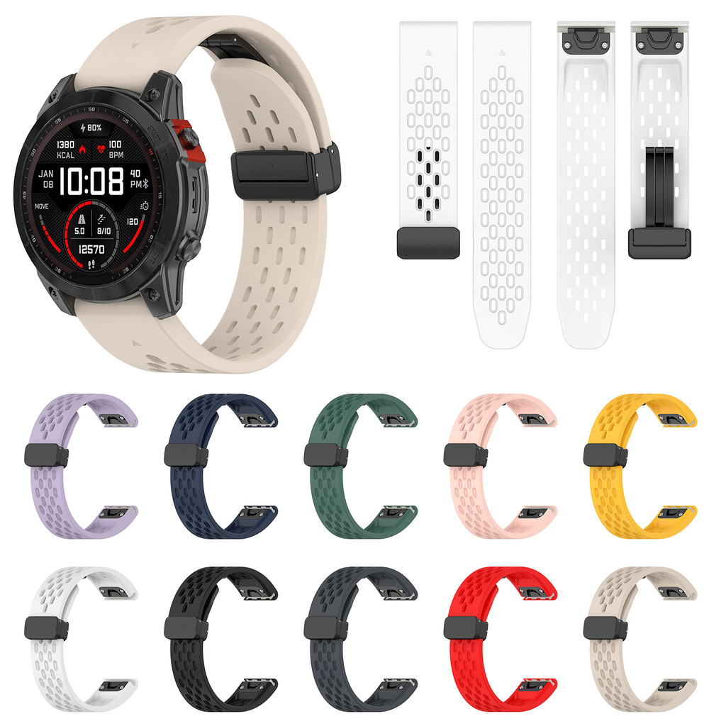 22mm 26mm ซิลิโคนแม่เหล็กสายคล้องคอ Quick Fit Garmin Fenix 8 7 6 5 plus 47mm 51mm,instinct 2 3,Forer