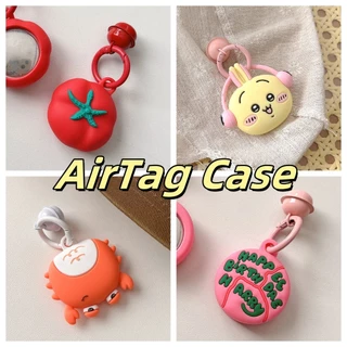 เคสสําหรับ AirTag Apple iTag ฝาครอบตําแหน่ง GPS พร้อมพวงกุญแจซิลิโคนอ่อนนุ่มป้องกันการล่มสลายพร้อมระฆังขนาดเล็กมะเขือเทศน่ารัก
