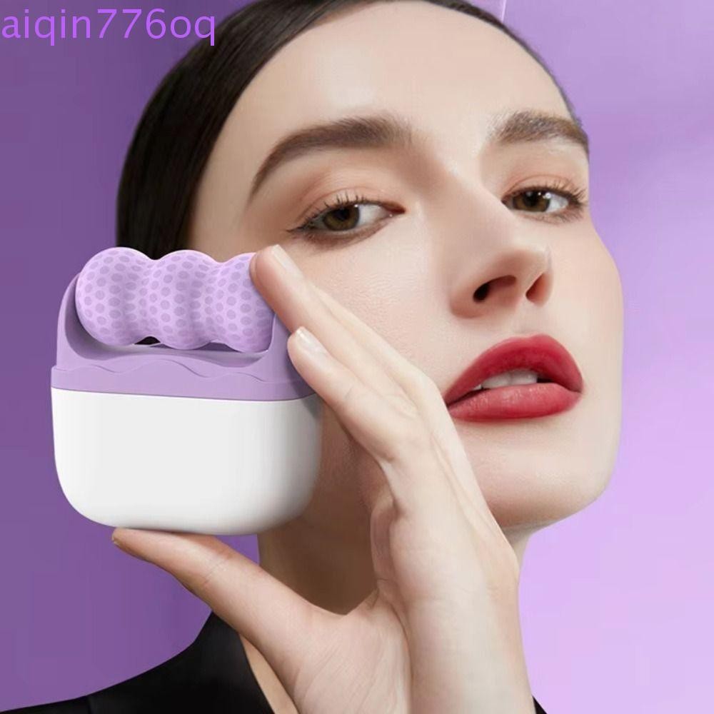 AIQINOQ ลูกกลิ้งนวดหน้า, 2 In 1 W และ V Ice Shaping Ice Facial Roller, Multi-Functional แบบพกพา Doub