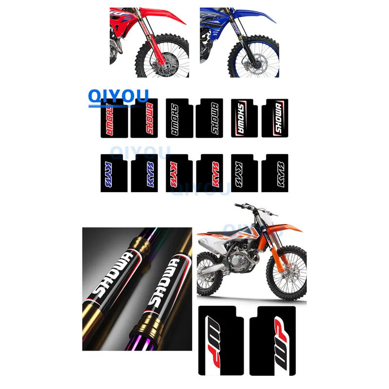 2x KYB SHOWA WP Dirt Bike Upper Fork Stickers Motorcycle Graphic PVC Decal Thick Gloss Car Sticker