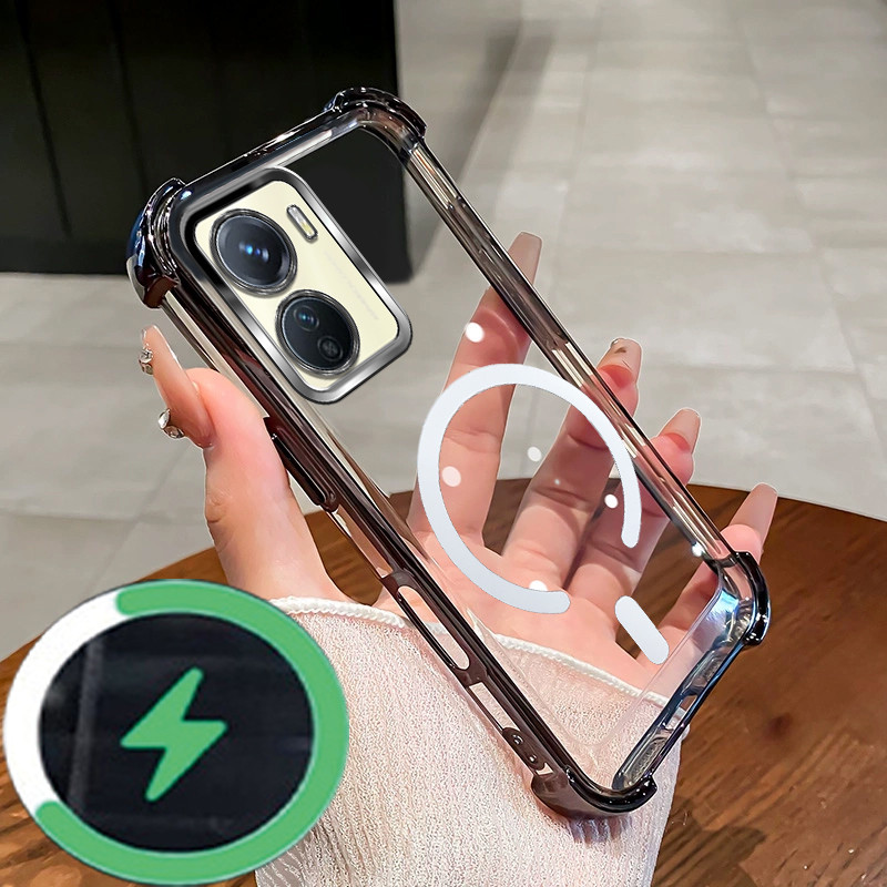 กันกระแทกCase สําหรับ Vivo Y16 Y56 Y35 4G 5G เคสโทรศัพท์ 2025 ใหม่ C-type แผ่นดูดแม่เหล็กเคสนิ่ม SZ3