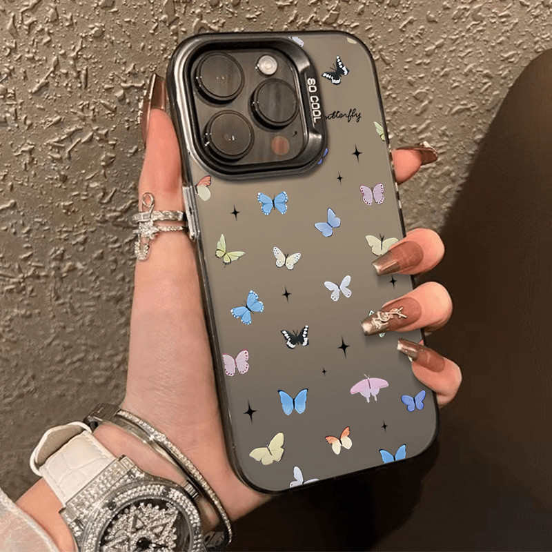 กรณีโทรศัพท์มือถือกันฝุ่น for iPhone 11 7 8 plus XS 7 XR 13 Pro 12 14 PLUS 16 15 PRO MAX Drop Resistanceผีเสื้อที่มีสีสั