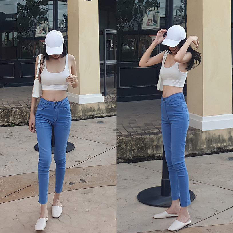 Golden Hour 2024 JVKE  กางเกงยีนส์ขายาว รัดรูป