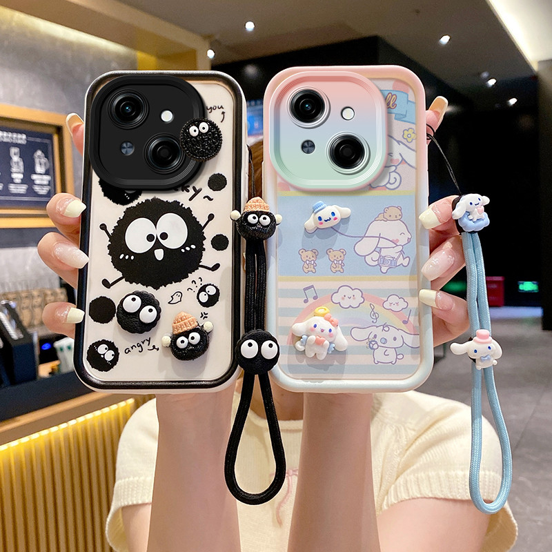 สาวการ์ตูน Melody KT Briquette สุนัขอบเชย 3D ตุ๊กตานุ่มสําหรับ Tecno Spark Go 1 เชือกสั้น