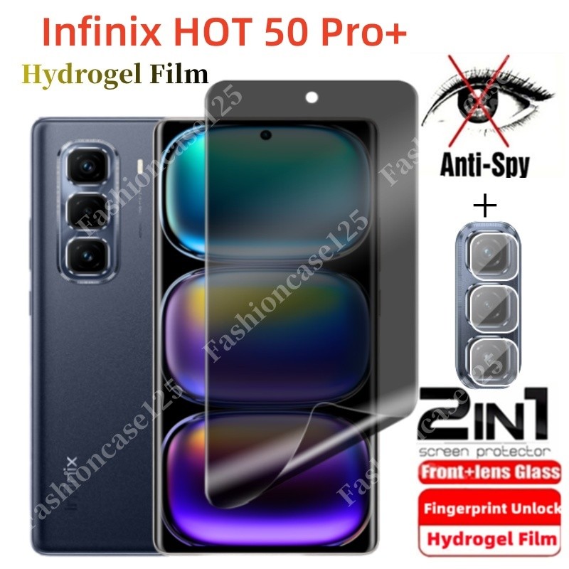2in1 Infinix HOT 50 Pro + ความเป็นส่วนตัวHydrogelฟิล์มAnti-Spyคลุมทั้งหมดป้องกันหน้าจอสําหรับInfinix HOT 50Pro + Hot50Pro + 50i 50 5G 4G Anti Peekความเป็นส่วนตัวฟิล์มนุ่มกล้องป้องกันฟิล์ม