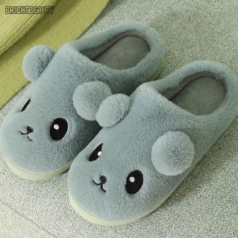 Brightbeauty ฤดูหนาวน่ารักการ์ตูนหนาsoled Plus Velvet Warm Home Plushรองเท้าแตะสําหรับผู้หญิงTH