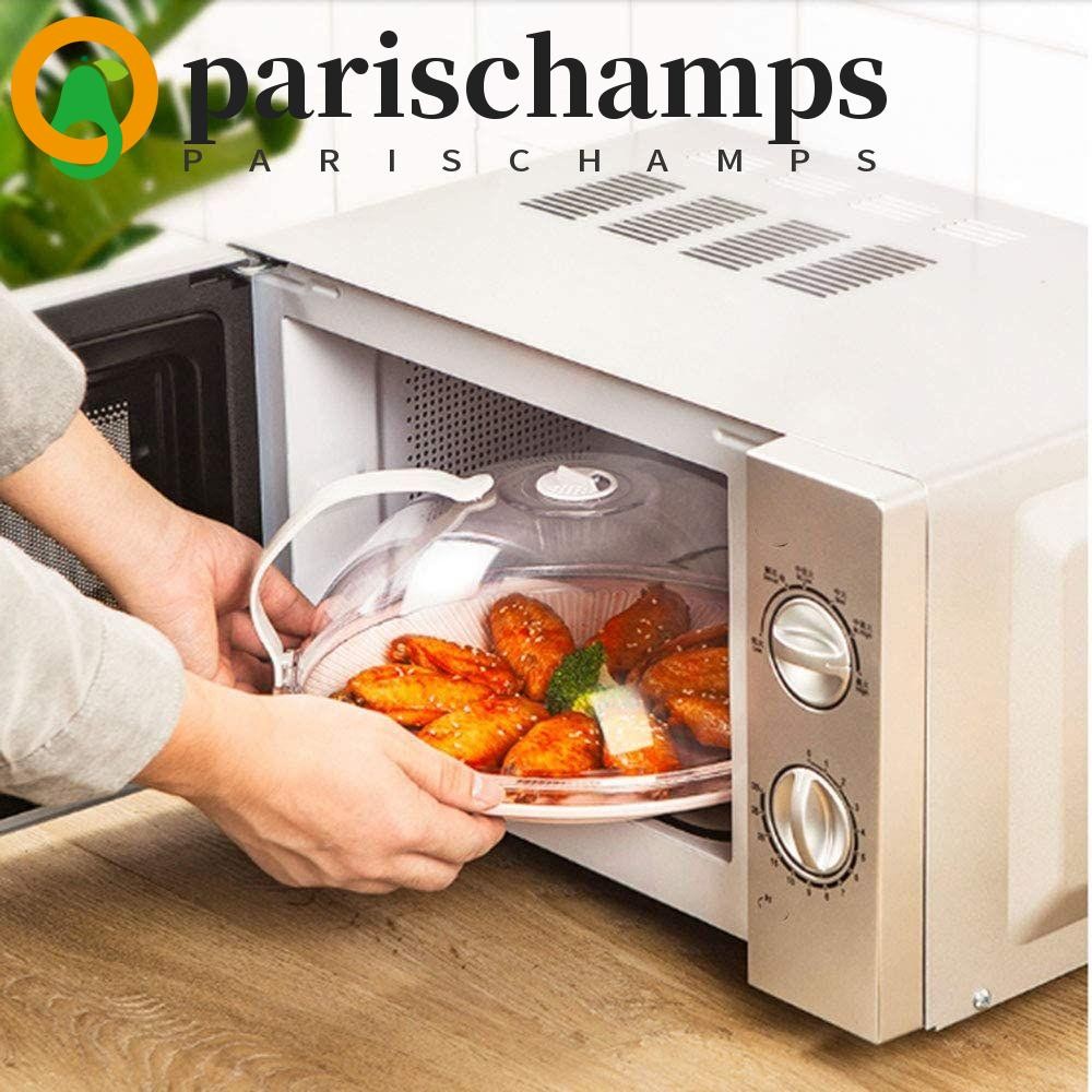 Parischamps ฝาครอบแผ่นไมโครเวฟคุณภาพสูง 10 นิ้วอุปกรณ์ทําอาหารฝาปิดยามสําหรับบ้านที่มีช่องระบายอากาศไอน้ําฝาปิด Anti-Splatter