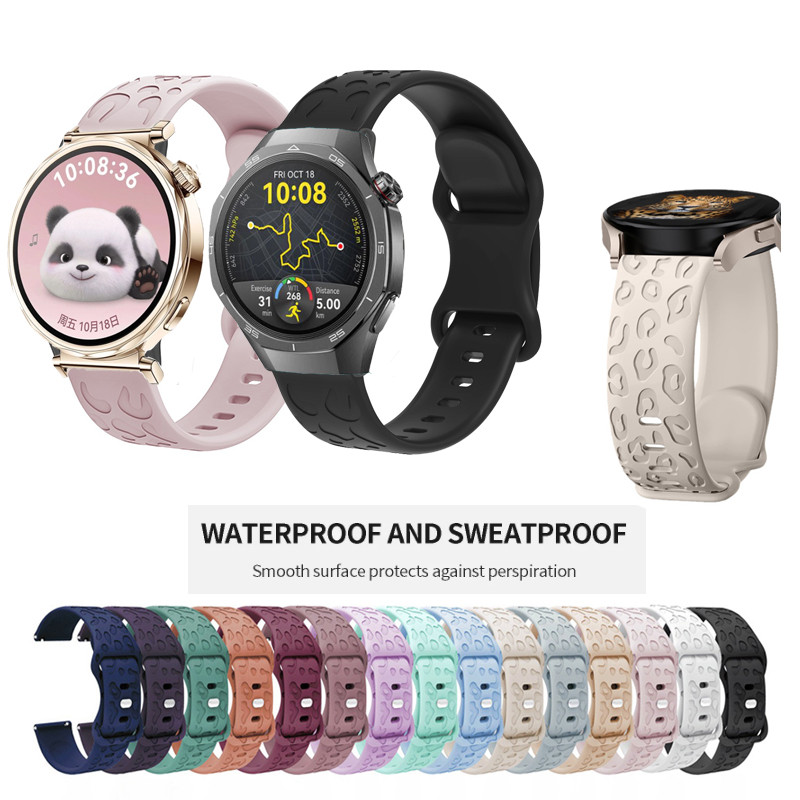 สําหรับนาฬิกา Huawei GT6 GT5 Pro เสือดาวสายคล้องคอซิลิโคนแกะสลักสําหรับ GT 6 5 / 4 / 3 SE / 2 2e 42 