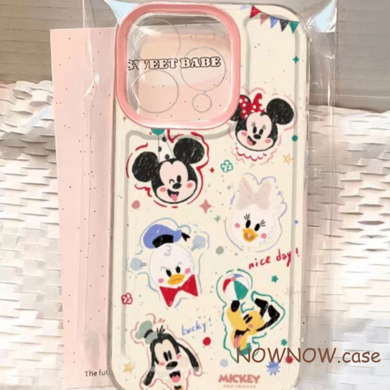Iphone 16 15 14 13 12 11 Pro Max X XR Max 7 8 Plus INS น่ารัก Mickey buddies รวบรวมเคสโทรศัพท์ Space shell ปกอ่อน