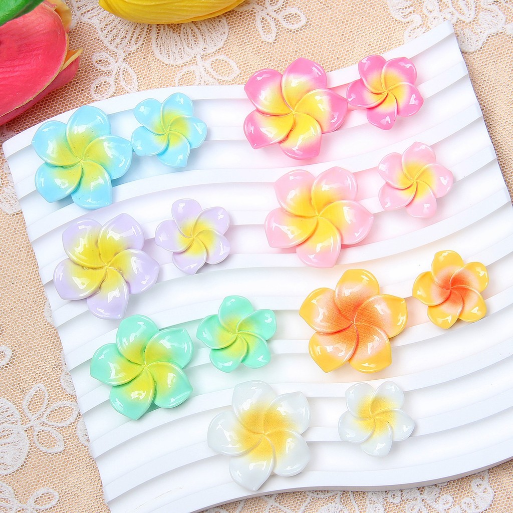 10pcs ใหม่เรซิ่นดอกไม้ไข่ที่มีสีสัน DIY ครีมกาวอุปกรณ์เสริมรูรองเท้าหัวเข็มขัดกิ๊บติดผมต่างหูอุปกรณ์เสริมเคสโทรศัพท์