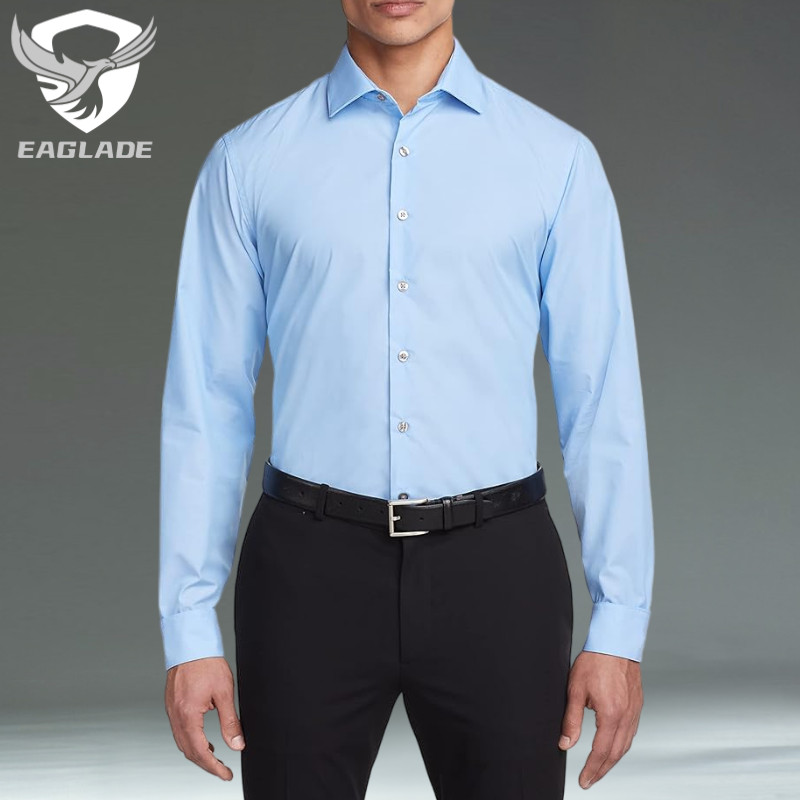 Eaglade เสื้อเชิ้ตลําลองสําหรับผู้ชายแขนยาวกอล์ฟสําหรับผู้ชายผู้ชายสีน้ําเงิน D04
