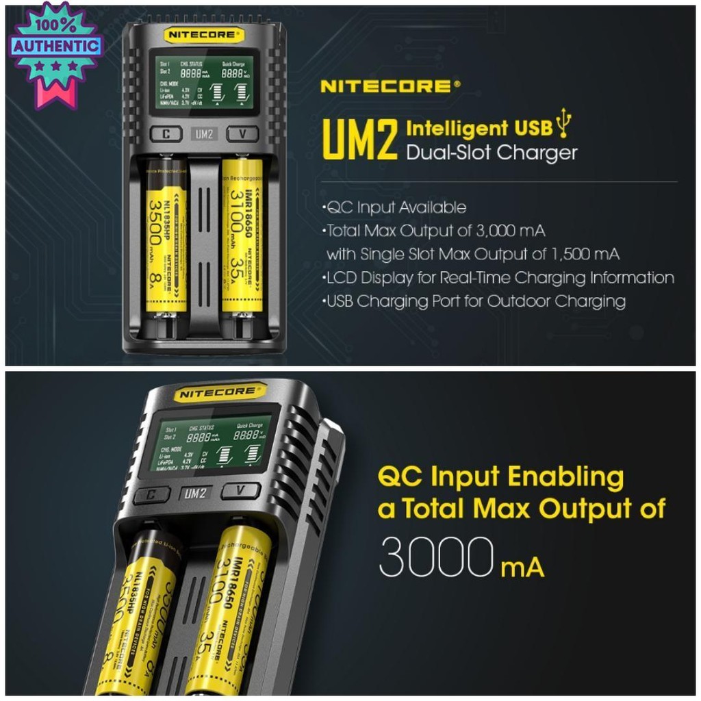 เครื่องชาร์จ Nitecore UM2 genuine โค้ดเช็คได้