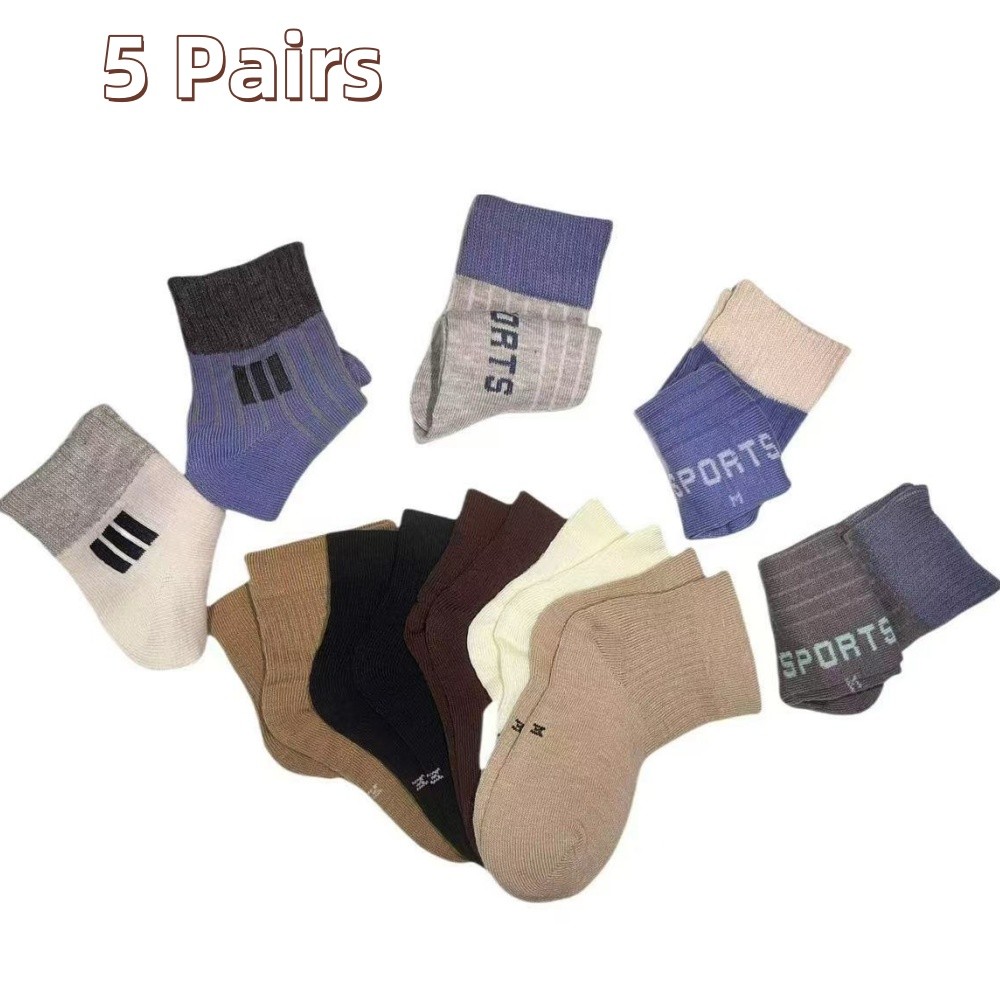 ถุงเท้า 5 คู่สําหรับเด็กผู้หญิง ถุงเท้าเด็กสีบริสุทธิ์ 0-15 ปีเด็ก