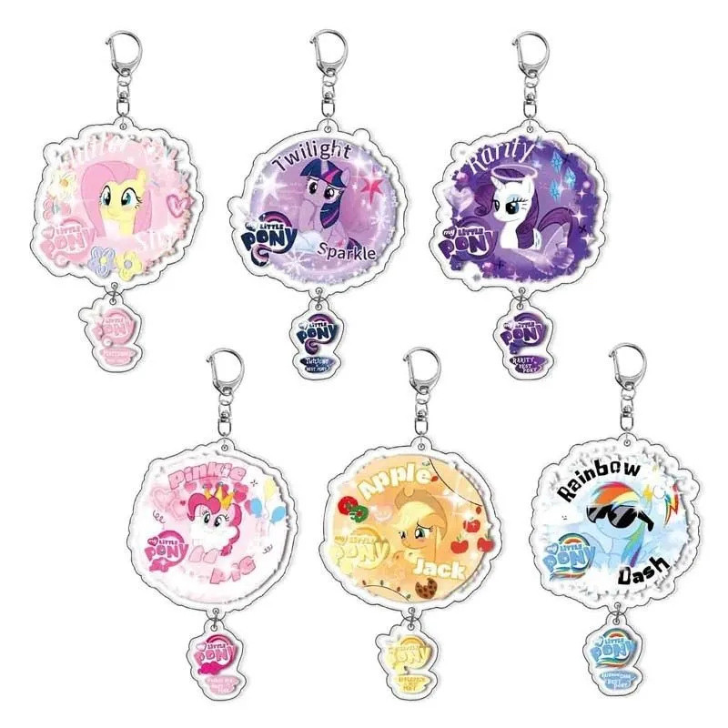 My Little Pony พวงกุญแจอะคริลิคสร้างสรรค์ Pinkie Pie Rainbow Dash Applejack school จี้น่ารัก