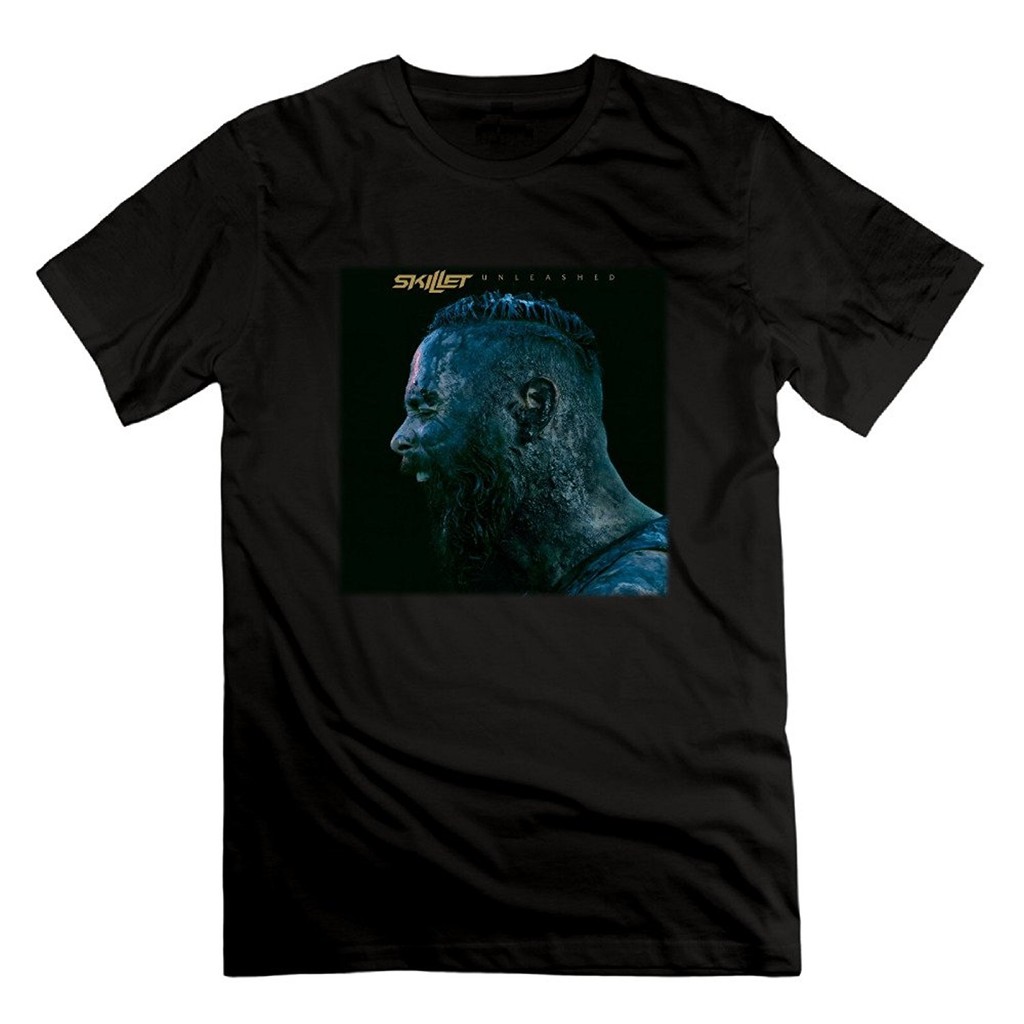 ผู้ชาย Skillet Unleashed 2016 อัลบั้มแขนสั้นเสื้อยืดผู้ชายเสื้อยืดพิมพ์ผ้าฝ้ายแขนสั้นรอบคอวัยรุ่น Po
