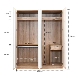 Koncept Furniture ตู้เสื้อผ้าบานเปิด ขนาด 160 ซม. รุ่น Havin สีขาว (160x58x200 ซม.) แบรนด์ KONCEPT FURNITURE