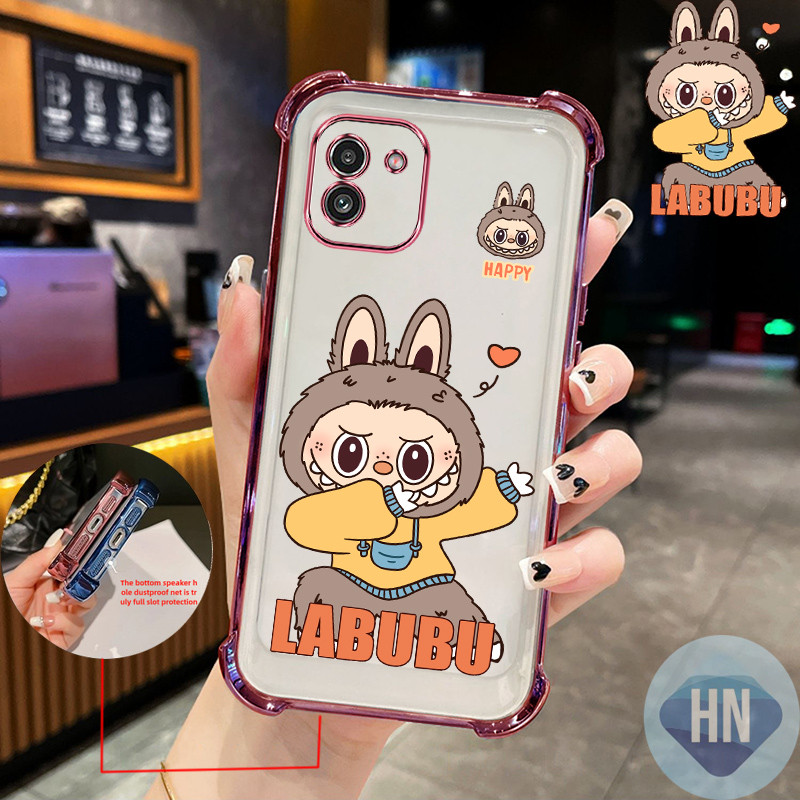 เคส Samsung A03 LABUBU ใหม่สี่มุมโปร่งใสป้องกันการตกเปลือกเคส