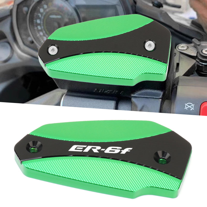 Yฝาถังน้ำมันเบรกหน้าถังน้ำมันเบรกหน้ารถจักรยานยนต์ CNC ฝาครอบกระบอก Master สำหรับ ER-6N ER-6F นินจา6