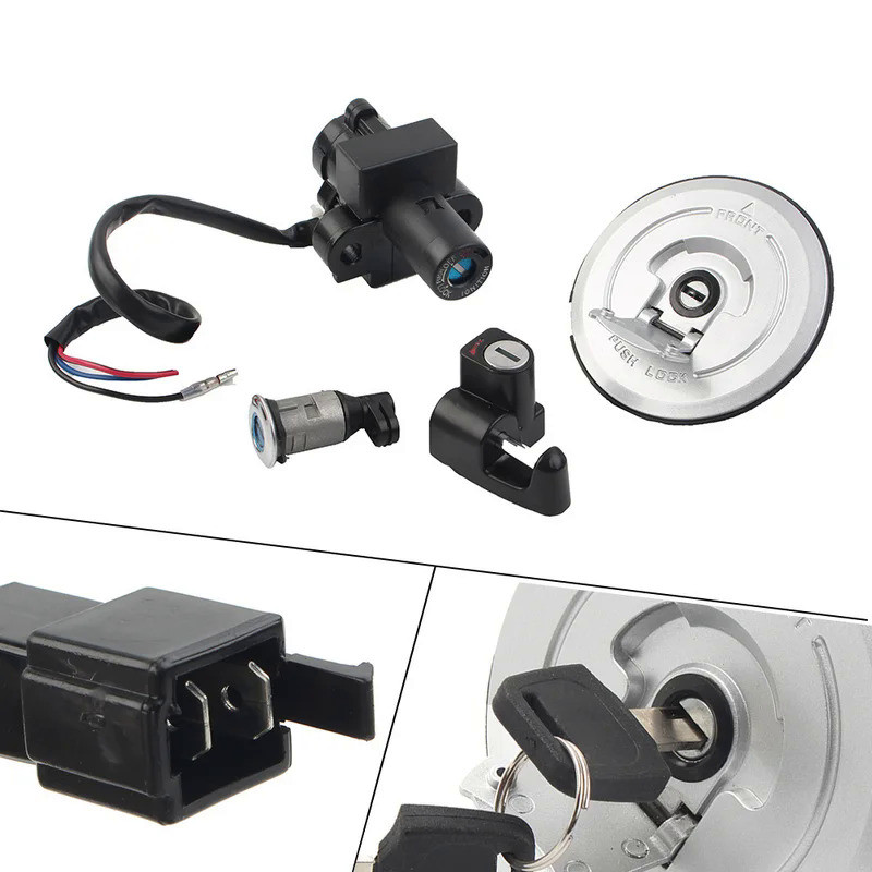 Mo Motorcycle Fuel Gas Tank Cap Ignition Switch Helmet/Seat Lock Key Set For Honda CBR250 Hornet 250