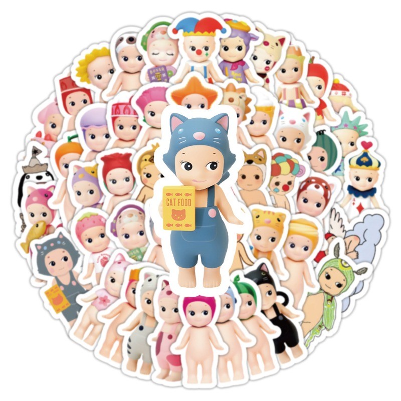100 ชิ้น/เซ็ต Sonny Angel สติกเกอร์กันน้ํา DIY Sonny Angel Hippers น่ารัก Smiski สติกเกอร์ตกแต่งของเล่นเด็ก