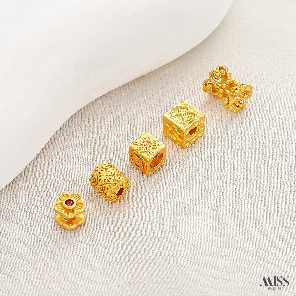 Spacer ลูกปัดทรายทองแดงเหรียญทรงกระบอก Water Cube ดอกไม้ diy อุปกรณ์เสริม