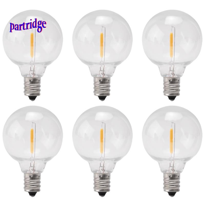 6 ชิ้น G40 หลอดไฟทดแทน LED, E12 สกรูฐาน Shatterproof LED Globe หลอดไฟสําหรับพลังงานแสงอาทิตย์ String ไฟสีขาวอบอุ่น