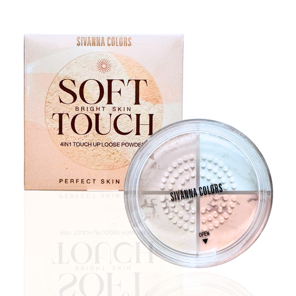 สิวันนา แป้งฝุ่น ทัชอัพผิวไบร์ท 3gx4 HF655 คุมมัน Sivanna Colors 4in1 Soft Touch Bright Skin Loose P