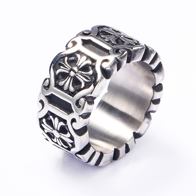 ดาบดอกไม้ข้ามแหวนที่ไม่ซ้ํากัน ไม่จํากัดเพศ ฮิปฮอปแหวนเหล็กไทเทเนียมที่ไม่ซ้ํากั