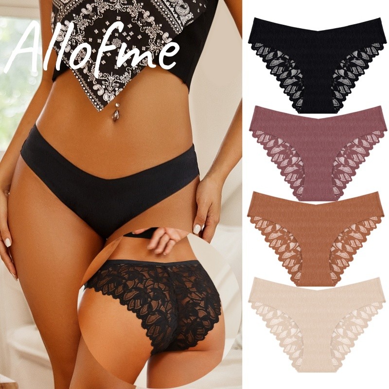 Allofme ผู้หญิงกางเกงชั้นในลูกไม้เซ็กซี่ต่ําเอวชุดชั้นในไม่มีรอยต่อและ Traceless ชุดชั้นใน