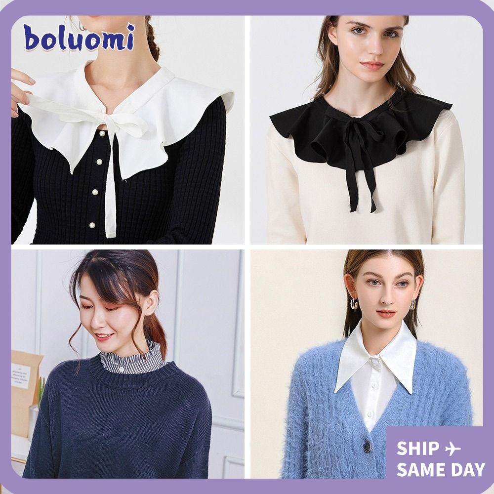 โบลูมิ เสื้อปกปลอมชีฟองแฟชั่นผู้หญิงผ้าฝ้ายเสื้อปกเท็จ