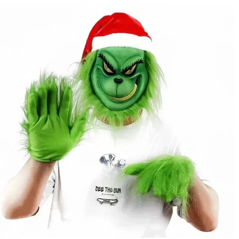 The Grinch Santas Hat New Christmas Green Haired Monster คอสเพลย์หมวกซานต้า