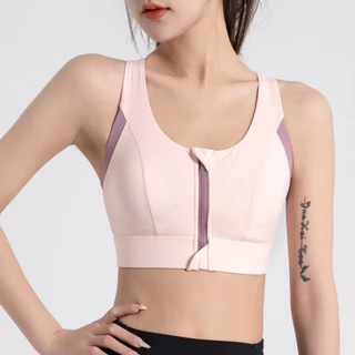 ผู้หญิงกีฬา Bras ซิปด้านหน้า Plus ขนาด One-pad integrated bra Gym ฟิตเนสกันกระแทกกีฬา Brassiere