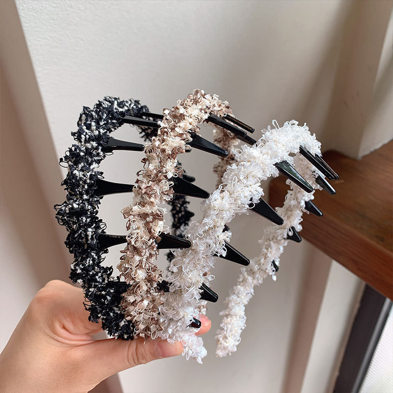 2024 ถักคลื่นแถบคาดศีรษะแสงหรูหราฟันหวีแถบคาดศีรษะกันลื่น