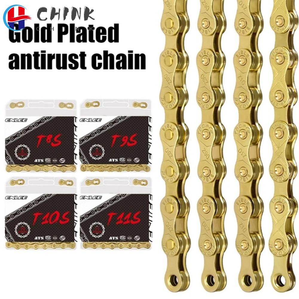 Chink โซ่จักรยาน, เหล็กคาร์บอนกันสนิม MTB Road Bike Chains, 8 9 10 11 12 Speed Gold Silver Professional ขี่จักรยานอุปกรณ์เสริม – โปรปัง