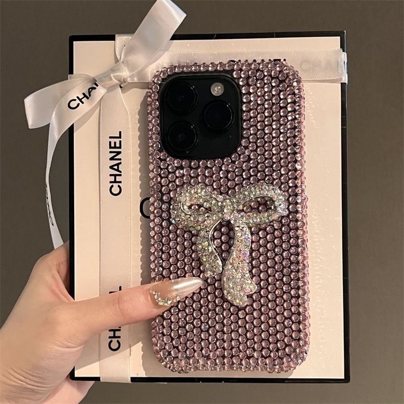 สีชมพูRhinestoneโบว์เคสโทรศัพท์สําหรับOppo Reno 14F Reno 14 13 Pro 13Pro 13F Reno14Pro Reno13F Reno1
