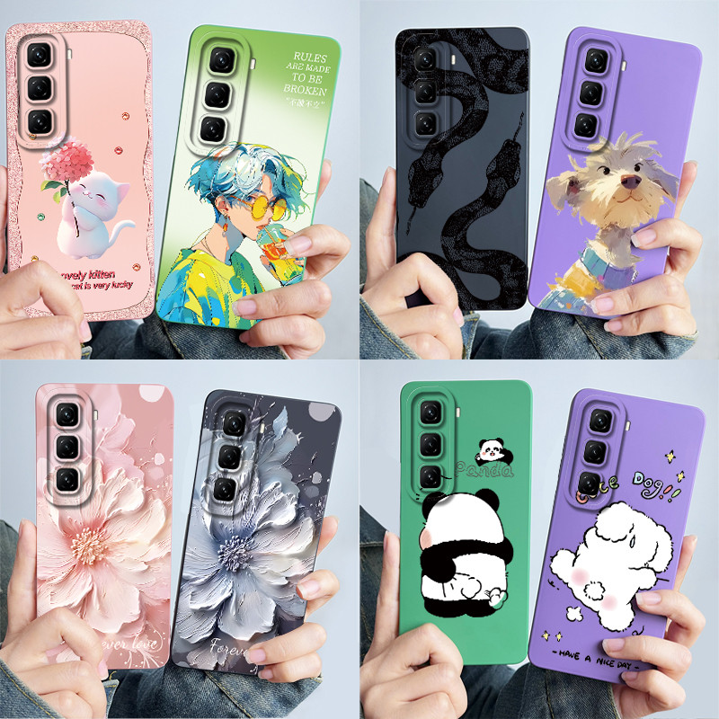 สําหรับ Infinix Hot 50 4G X6882 เคสโทรศัพท์ซิลิโคนอ่อนนุ่มหวานทาสีเปลือกการ์ตูน Funda น่ารักพิมพ์ปลอกกันกระแทก Coque
