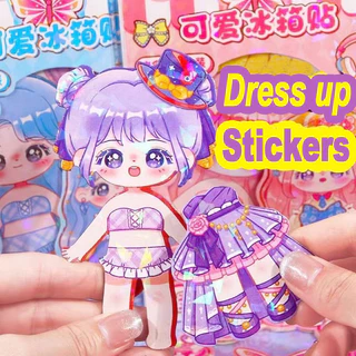 GeeToy 4Pcs DIY ตู้เย็นสติกเกอร์แม่เหล็กของเล่นการ์ตูนเจ้าหญิงแต่งตัวสติกเกอร์ชุดของเล่นทํามือสําหรับเด็ก