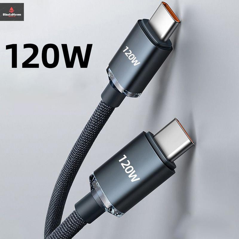 Cod 120W USB C To Type C สําหรับ IPhone 15 Pro Max Xiaomi 13 Oneplus POCO OPPO PD Fast ชาร์จ USB-C ข้อมูลสาย 0.25M 1M 1.5M 2M ใหม่